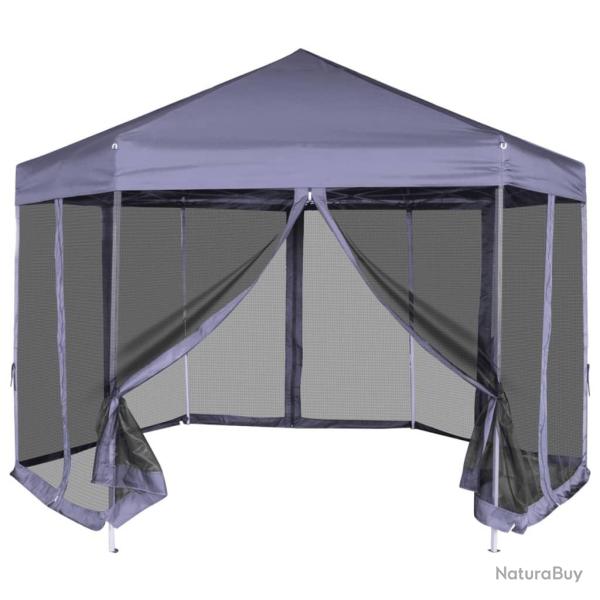 Chapiteau hexagonal avec 6 parois lat�rales 3,6x3,1m Bleu fonc�