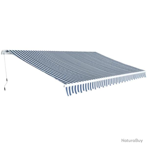 Auvent pliant � manipulation manuelle 500 cm Bleu et blanc