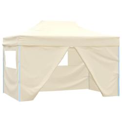 Tente pliable avec 4 parois lat&eacute;raux 3 x 4,5 m Blanc cr&egrave;me