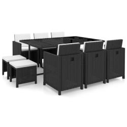 Ensemble &agrave; manger d'ext&eacute;rieur 11 pcs coussins r&eacute;sine tress&eacute;e