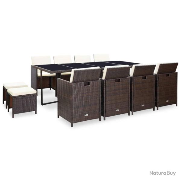 Ensemble � manger d'ext�rieur et coussins 13 pcs R�sine tress�e
