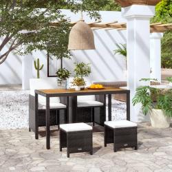 Ensemble &agrave; manger d'ext&eacute;rieur 5 pcs Rotin et bois d'acacia Noir