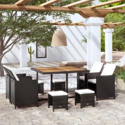 Ensemble &agrave; manger d'ext&eacute;rieur 9 pcs r&eacute;sine tress&eacute;e et acacia