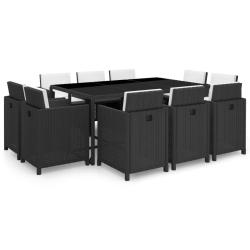 Ensemble &agrave; manger d'ext&eacute;rieur 11 pcs coussins r&eacute;sine tress&eacute;e