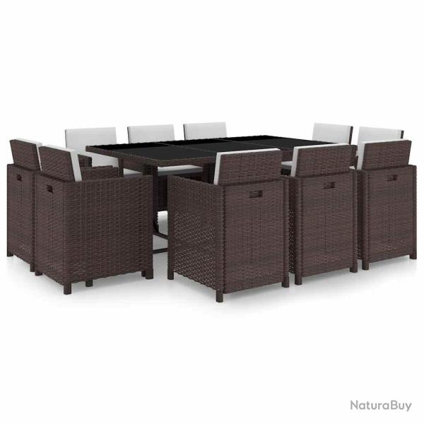 Ensemble � manger d'ext�rieur et coussins 11 pcs r�sine tress�e