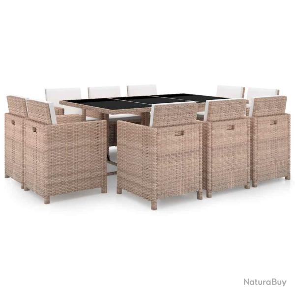 Ensemble � manger d'ext�rieur et coussins 11 pcs R�sine tress�e