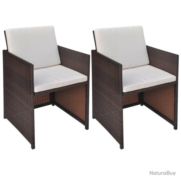Chaises de lot de 2 avec coussins R�sine tress�e Marron