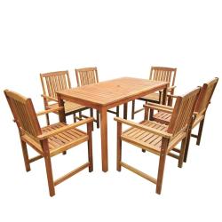 Ensemble de salle &agrave; manger d'ext&eacute;rieur, 7 pi&egrave;ces, en bois d'acacia solide