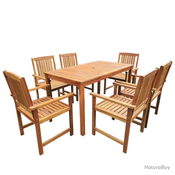 Ensemble de salle � manger d'ext�rieur, 7 pi�ces, en bois d'acacia solide