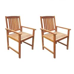Chaises, 2 pi&egrave;ces, en bois massif d'acacia marron, pour le jardin
