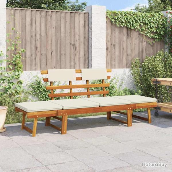 Banc 2-en-1 avec coussins, bois massif d'acacia, pour le jardin, 190 cm
