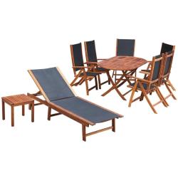 Ensemble &agrave; manger d'ext&eacute;rieur 9 pcs et coussins Acacia solide