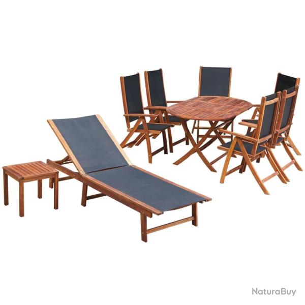 Ensemble � manger d'ext�rieur 9 pcs et coussins Acacia solide
