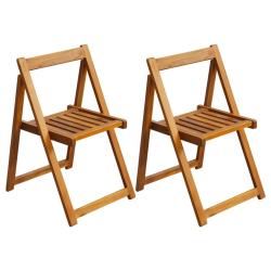 Chaises pliables de lot de 2 Bois d'acacia solide