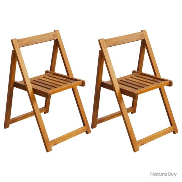 Chaises pliables de lot de 2 Bois d'acacia solide