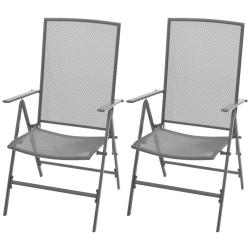 Chaises empilables de lot de 2 Acier Gris