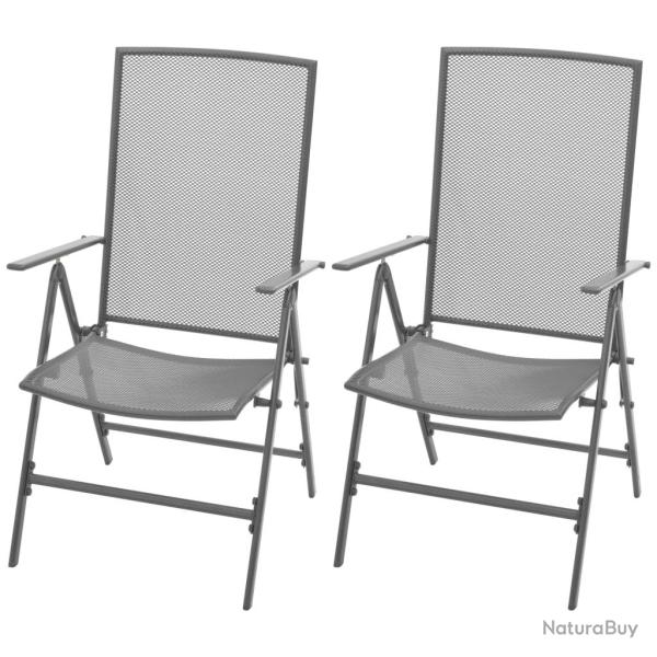 Chaises empilables de lot de 2 Acier Gris