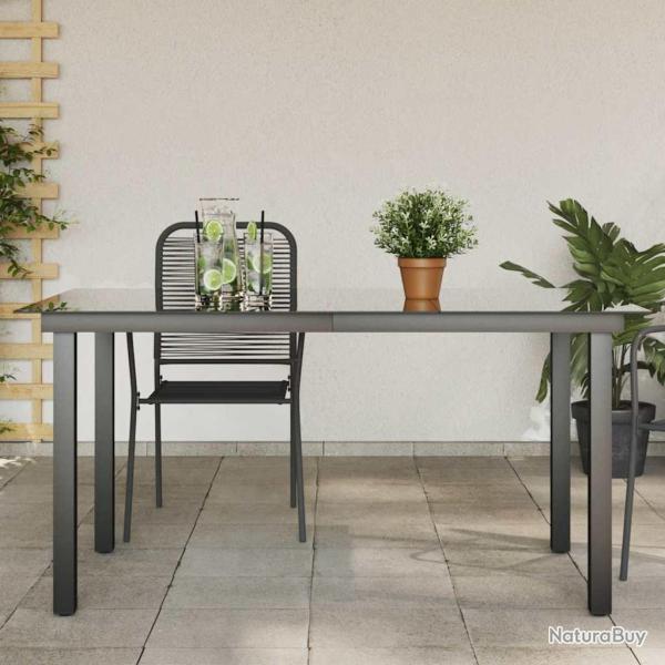 Table en aluminium et verre noirs pour la cuisine, 150 � 90 � 74 cm