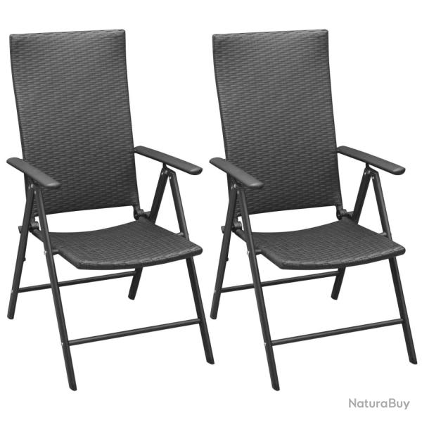 Chaises empilables de lot de 2 R�sine tress�e Noir