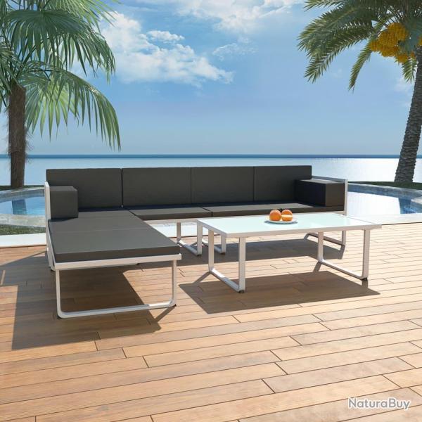 Salon de 4 pcs et coussins Aluminium Noir