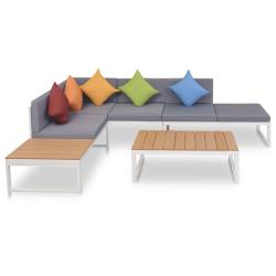 Salon de 4 pcs avec coussins Aluminium et WPC