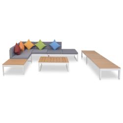 Salon de 5 pcs avec coussins Aluminium et WPC