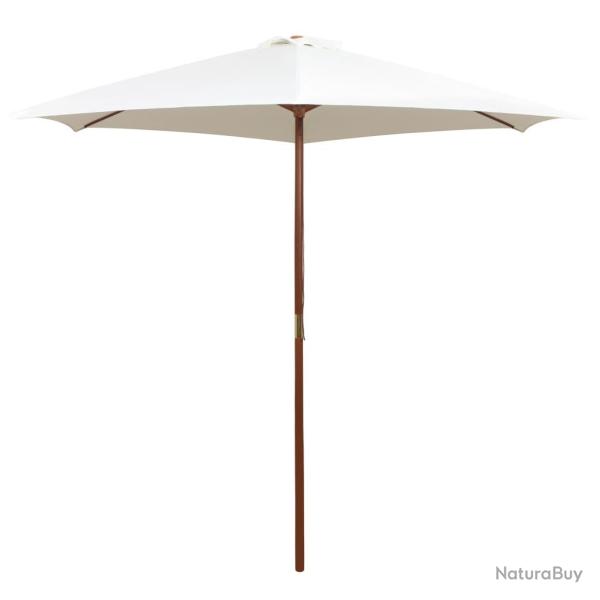 Parasol avec poteau en bois 270 x 270 cm Blanc cr�me