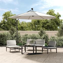 Parasol avec &eacute;clairage LED 300cm Poteau en m&eacute;tal Sable