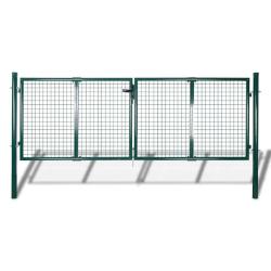 Portail de cl&ocirc;ture en acier 300x100 cm vert