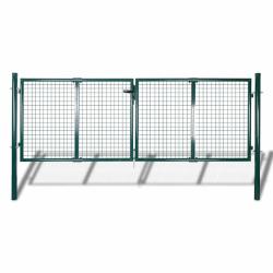 Portail de cl&ocirc;ture en acier 300 x 125 cm vert