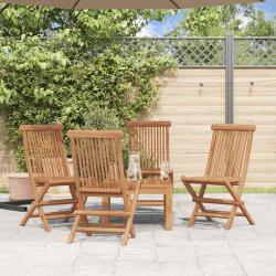 Chaises pliables de lot de 4 Bois de teck solide