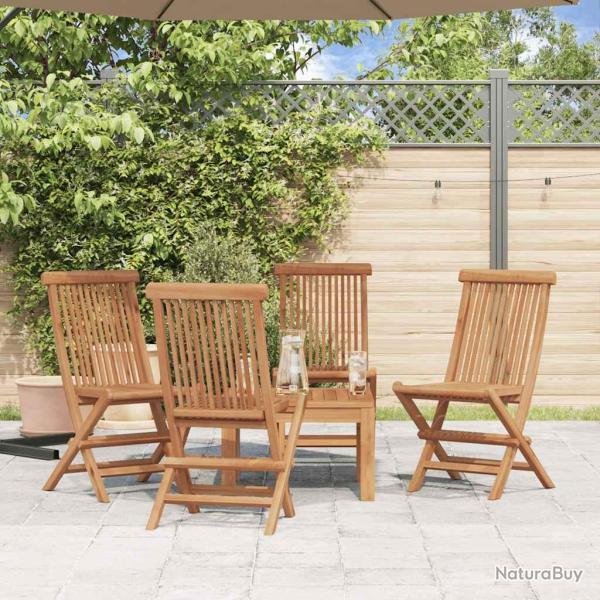 Chaises pliables de lot de 4 Bois de teck solide