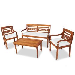 Salon de avec coussins 4 pcs bois de teck solide