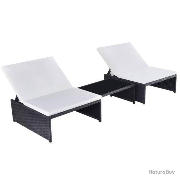 Chaises inclinables de lot de 2 et table r�sine tress�e