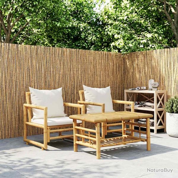 Chaises, 2 pi�ces, avec coussins et oreillers, en bambou