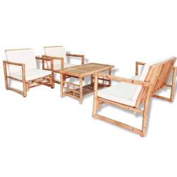 Salon de 4 pcs avec coussins Bambou