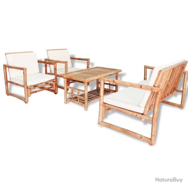 Salon de 4 pcs avec coussins Bambou
