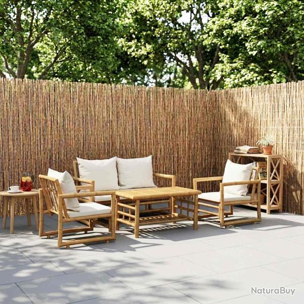 Salon 4 pi�ces avec coussins en bambou