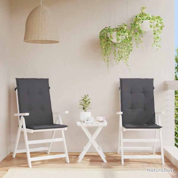 Coussins de chaise de � dossier haut lot de 2 anthracite