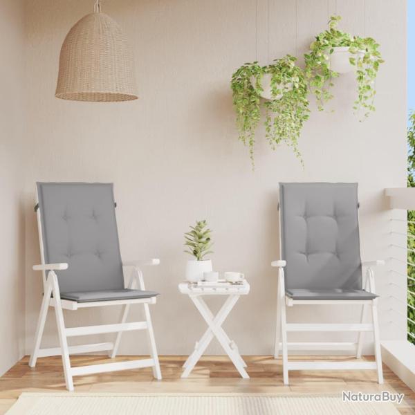 Coussins de chaise de � dossier haut lot de 2 gris tissu