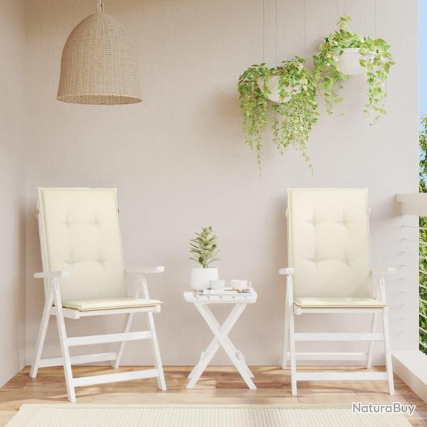 Coussins de chaise de dossier haut lot de 2 cr�me tissu