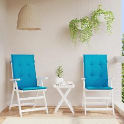 Coussins de chaise de &agrave; dossier haut lot de 2 bleu tissu