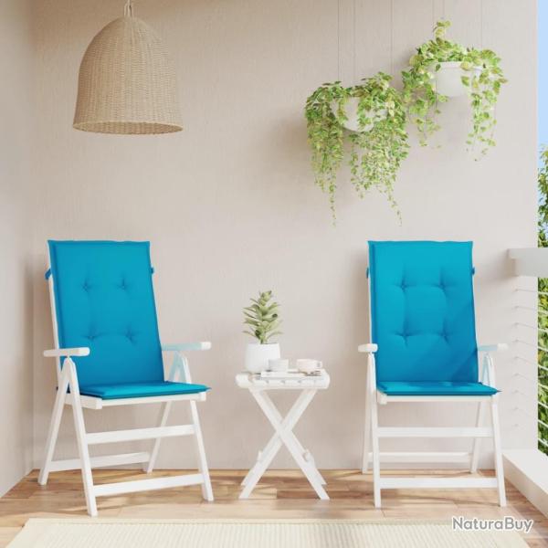 Coussins de chaise de � dossier haut lot de 2 bleu tissu