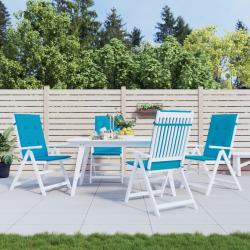 Coussins de chaise de &agrave; dossier haut lot de 4 bleu tissu
