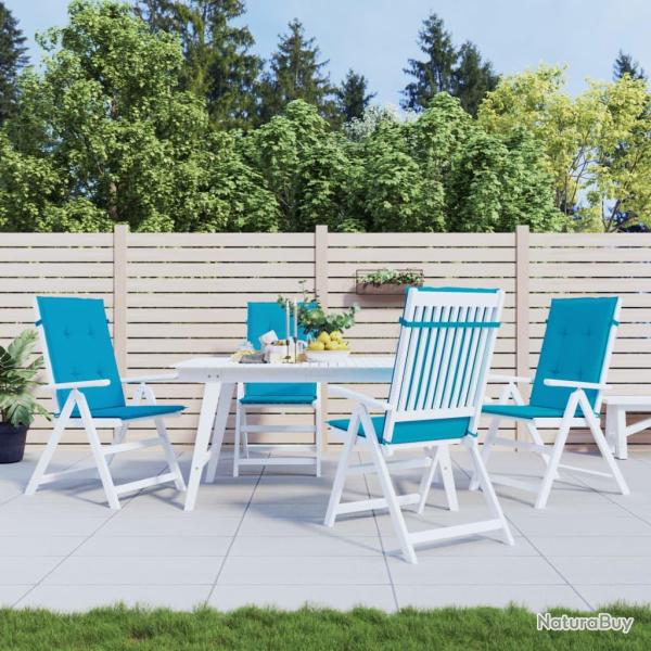 Coussins de chaise de � dossier haut lot de 4 bleu tissu