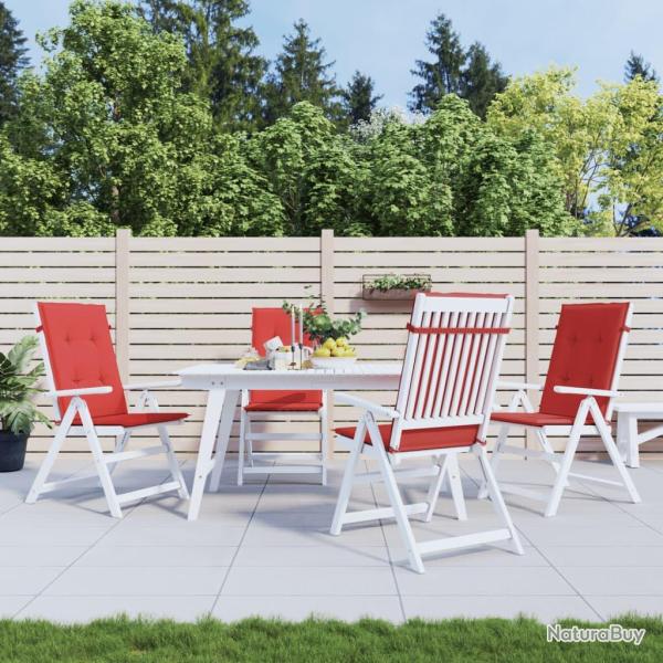 Coussins de chaise de dossier haut lot de 4 rouge tissu