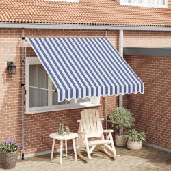 Auvent r&eacute;tractable manuel 250 cm Rayures bleues et blanches