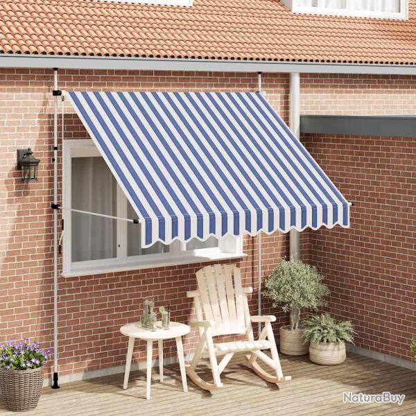 Auvent r�tractable manuel 250 cm Rayures bleues et blanches
