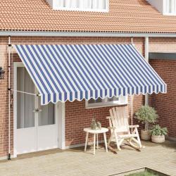 Auvent r&eacute;tractable manuel 400 cm Rayures bleues et blanches