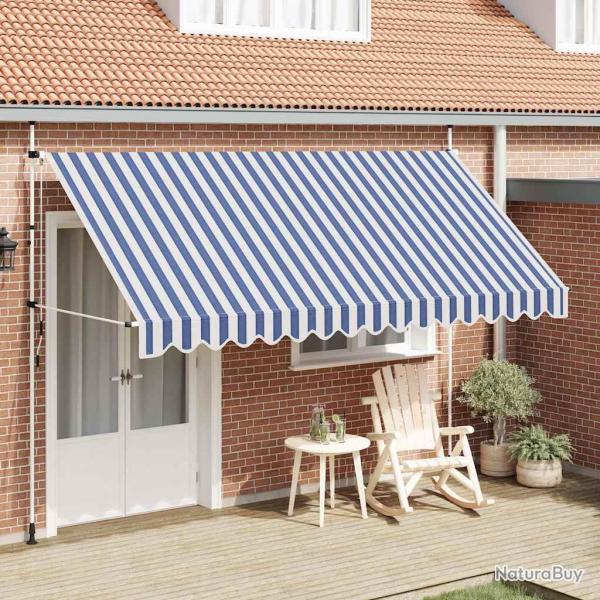 Auvent r�tractable manuel 400 cm Rayures bleues et blanches